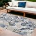 HomeRoots 8' X 10' Blue And Gray Floral Stain Resistant Indoor Outdoor Area Rug - 7'10" x 9'10"