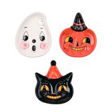 Johanna Parker Ceramic Snack Plates Cat Ghost Pumpkin (Set Of 3) - 0.75 X 7 X 5.75 inches