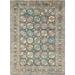 Shahbanu Rugs Green Hand Knotted Afghan Super Kazak Geometric Medallions Vegetable Dyes Dense Weave Pure Wool Rug (8'9" x 11'7")