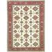 Shahbanu Rugs Ivory Densely Woven Wool Hand Knotted Afghan Super Kazak with Geometric Medallions Natural Dyes Rug (9'2" x 12'0")