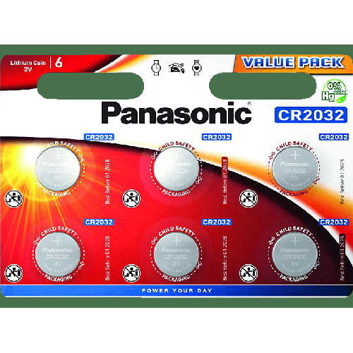 PANASONIC CR2032EL/6BP CR2032 Knopfzelle, Lithium Metall, 3 Volt