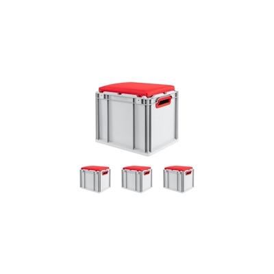 PROREGAL 4x Eurobox NextGen Seat Box Rot | HxBxT 36,5x30x40cm | 30 Liter | Griffe offen | Eurobehälter, Sitzbox Image