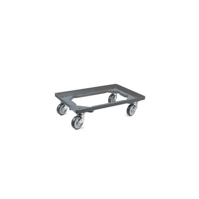 PROREGAL Transportroller für Euroboxen 60x40cm mit Gummiräder grau | Offenes Deck | 2 Lenkrollen & 2 Bockrollen | Traglast 300kg Image