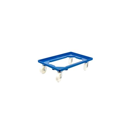 PROREGAL Transportroller Kistenroller Logistikroller mit Kunststoffräder blau | HxBxT 15×60,7×40,7cm | Offen | 2 Lenkrollen & 2 Bockrollen | 2 Stück