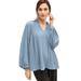 Plus Size Women's Pleated Full Sleeve Blouse by ellos in Blue Fog (Size 30)