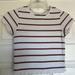 American Eagle Outfitters Tops | American Eagle Women Brown/Navy Horizontal Stripe Ribbed Lettuce Hem Crop Top | Color: Blue/Brown | Size: Xs