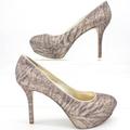 Nine West Shoes | Nine West Rocha Gold Glitter Shoes Pumps High Heels Platform Zebra 8.5 | Color: Gold | Size: 8.5