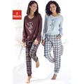 Pyjama VIVANCE DREAMS Gr. 36/38, bunt (bordeau x, kariert, hellblau) Damen Homewear-Sets Pyjamas