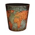 TOPBATHY Vintage Leather Trash Can Retro World Map Waste Paper Basket Decorative Toillet Paper Bin Dustbin Garbage Bin for Bathroom Bathroom Kitchen Office