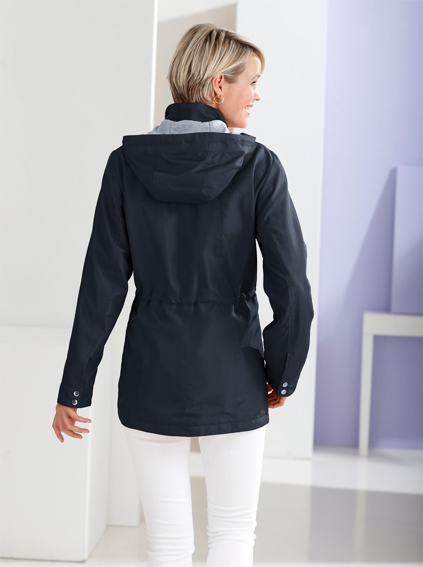 Anorak CLASSIC BASICS, Damen, Gr. 42, blau (marine), 100% Polyester, Besatz:30% Baumwolle, 70% Polyester, unifarben, Jacken Image