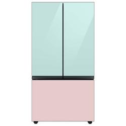 Samsung Bespoke 24 cu. ft. 3-door Refrigerator w/ Beverage Center & Custom Panels Included in Pink/Blue | 70 H x 35.75 W x 28.75 D in | Wayfair