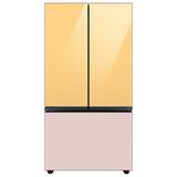 Samsung Bespoke 30 cu. ft. 3-door Refrigerator w/ Beverage Center & Custom Panels Included in Pink/Yellow | 70 H x 35.75 W x 34.25 D in | Wayfair