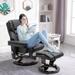 Wade Logan® Reclining Massage Chair w/ Ottoman Faux Leather in Black | 39.75 H x 31 W x 48 D in | Wayfair CAC5579845254FE5BE03BB4008FF20FD