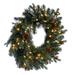 The Holiday Aisle® 24" Blue Spruce Pine Cone Artificial Pre-Lit Wreath, 50 Dura-Lit Warm White LED Mini Lights. in Green/White | Wayfair