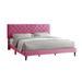 Willa Arlo™ Interiors Mabini Tuffted Nailhead Trim Platform Bed w/ Adjustable Height Platform Bed Metal in Pink | 48 H x 80 W x 85 D in | Wayfair