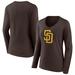 Women's Fanatics Branded Brown San Diego Padres Team Logo Long Sleeve V-Neck T-Shirt