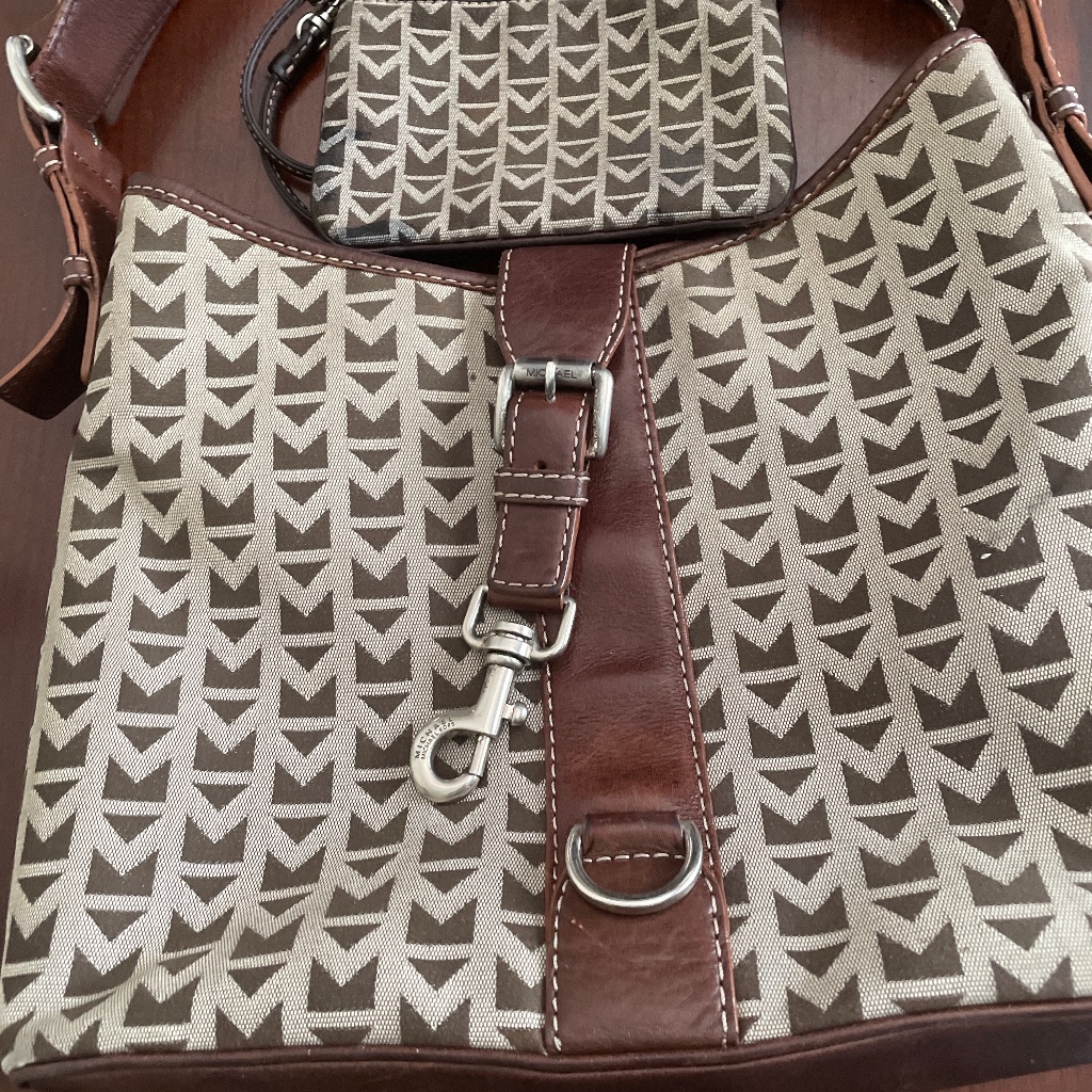 Michael Kors Bags | 3 Pc Micheal Kors Signature Leather/ Fabric Handbag Plus | Color: Brown/Tan | Size: 14x11x4