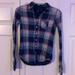 American Eagle Outfitters Tops | American Eagle Plaid Button Down | Color: Blue/Pink | Size: 0