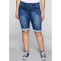 Jeansbermudas SHEEGO "Große Größen" Gr. 40, Normalgrößen, blau (blue denim) Damen Jeans 5-Pocket-Jeans Shorts Bermudajeans