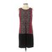 Emma & Michele Casual Dress - Shift Scoop Neck Sleeveless: Burgundy Color Block Dresses - Women's Size Small