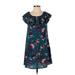 Charming Charlie Casual Dress - Shift: Blue Floral Dresses - Women's Size Small