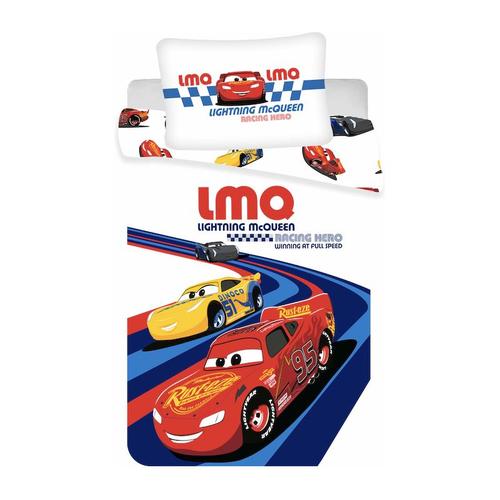 Kinderbettwäsche Cars Racing hero, 100 x 135 + 40 x 60 cm blau/rot