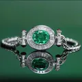 Bracelet vintage en argent regardé 925 avec émeraude et diamant pour femme bracelets de fiançailles