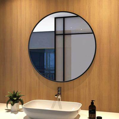 Wandspiegel ф80cm rund Einfache Badspiegel matt schwarzer Rahmen Badezimmerspiegel - Meykoers