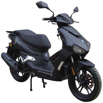 Motorroller ALPHA MOTORS "Mustang FI", schwarz (mattschwarz), Motorroller & Mofas, 45 km/h, mit USB-Anschluss und Lenkerschloss, sportliches Design, B:67cm H:114cm L:193cm