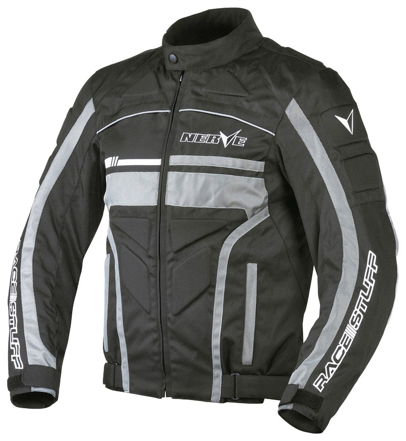 Motorradjacke NERVE "Race Stuff" Gr. M, silber (schwarz, silberfarben), Jacken, Damen, M, Obermaterial: 100% Polyester. Innenseite: 100% Polyester, Men