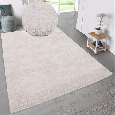 Hochflor-Teppich MY HOME "Malin" Gr. 3, beige (creme), B:120cm H:43mm L:180cm, Kunstfaser, Teppiche, Shaggy in Uni-Farben, einfarbig, leicht glänzend, besonders weich Image