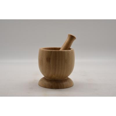 Bamboo Mortar and Pestle DIA 11.8*18CM - Diameter 11.8cm; Height 18cm