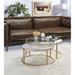 Faux Marble & Clear Glass Top Nesting Table Set in Faux Marble & Gold 2Pc Nesting Table Set Gold Finish