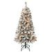 The Holiday Aisle® Green Pine Flocked/Frosted Christmas Tree w/ 100 Lights, Metal in Green/White | 25 W in | Wayfair