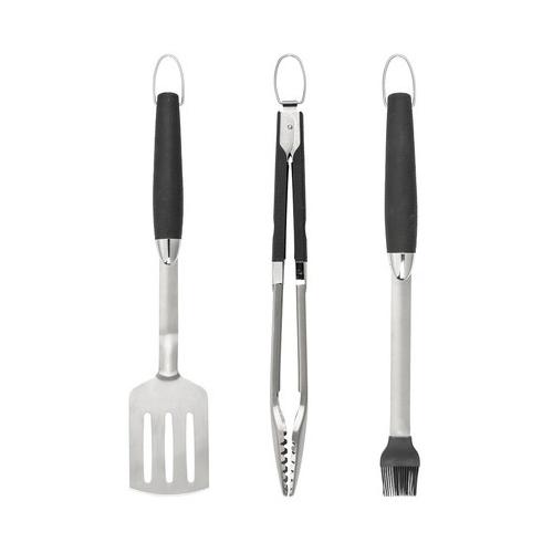 „Grillbesteck-Set WENKO „“BBQ““ Grillbesteck-Sets silberfarben (silberfarben, schwarz) Grillbesteck aus rostfreiem Edelstahl und TPR-Kunststoff (3er-Set)“