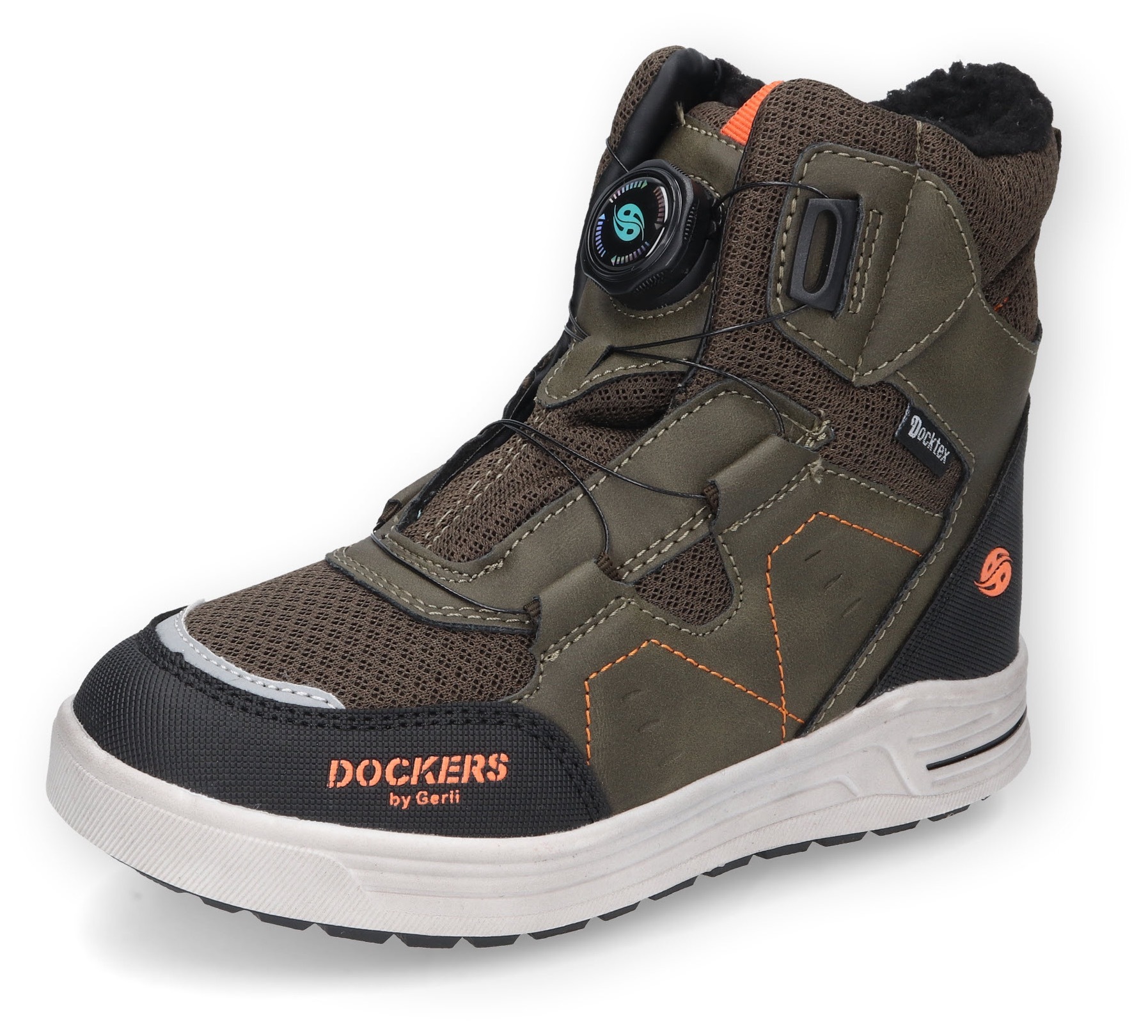 Winterboots DOCKERS BY GERLI, Kinder, Gr. 33, grün (khaki, kombiniert), Nubuklederimitat, Textil, Schuhe, Freizeitstiefel mit wasserabweisendem DOCK-Tex Image