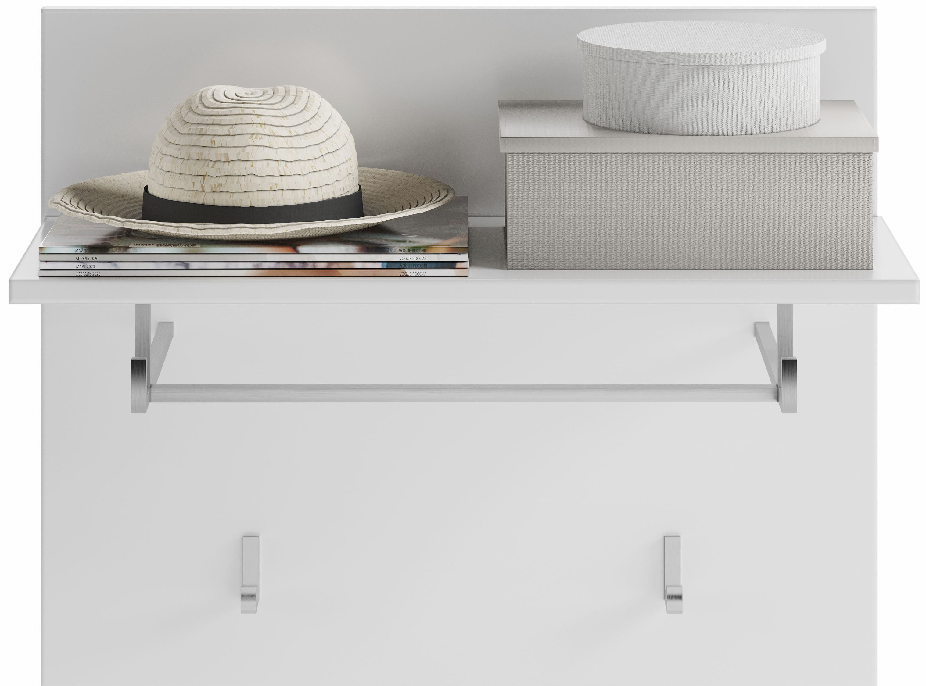 Garderobenpaneel HOME AFFAIRE "Malmö, Breite 60 cm, 2 Haken, 1 Kleiderstange, 1 Ablageboden", weiß (weiß nb), B:60cm H:49cm T:26cm, Spanplatte, Garderobenpaneele, Garderobenpaneel, Wandpaneel, Paneel, Wandhaken, Wandboard