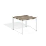 Oxford Garden Travira 39-inch Vintage Tekwood Top Square Dining Table with Powder-Coated Aluminum Frame
