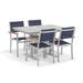 Oxford Garden Travira 5-piece 34-in x 48-in Ash Lite-Core Table and Ink Pen Sling Natural Tekwood Armchair Bistro Set