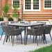 Oxford Garden Nette 7-Piece Carbon and Pewter Dining Table Set with Eiland Table