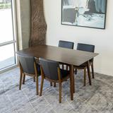 Dallon Modern Solid Wood Walnut 5 Piece Furniture Set 4 Vegan Leather Dining Chairs