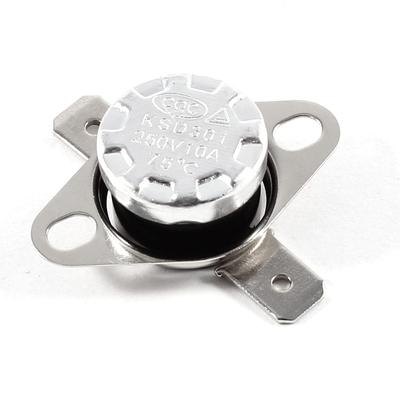 KSD301 AC 250V 10A 75C Celsius NC Temperature Control Switch Thermostat - Black, Silver Tone