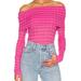 Free People Tops | Free People Revolve Snowbunny Gf Rib Top In Fuchsia Fizz Combo | Color: Pink | Size: L