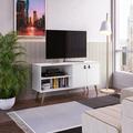 Manhattan Comfort TV Stand for TVs up to 50" Wood in White | 26.8 H x 32.8 W x 15.9 D in | Wayfair 308GFX1
