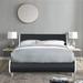 Orren Ellis Seker Queen Platform Bed w/ Design Headboard, Modern Style Upholstered/Metal/Faux leather in White/Black | Wayfair
