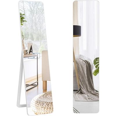 2 in 1 Ganzkörperspiegel, stehend/ Wandmontage, mit Holzrahmen, Standspiegel und Wandspiegel, 37 x