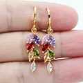 Boucles d'oreilles pendantes multicolores en or pour femme bijoux fantaisie CZ Zunderbes on scalp