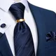Boutons de manchette carrés en soie pour homme cravate rayée bleue boutons de manchette carrés