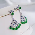 Boucle d'oreille émeraude imitée en argent pour femme boucle d'oreille de tempérament classique en