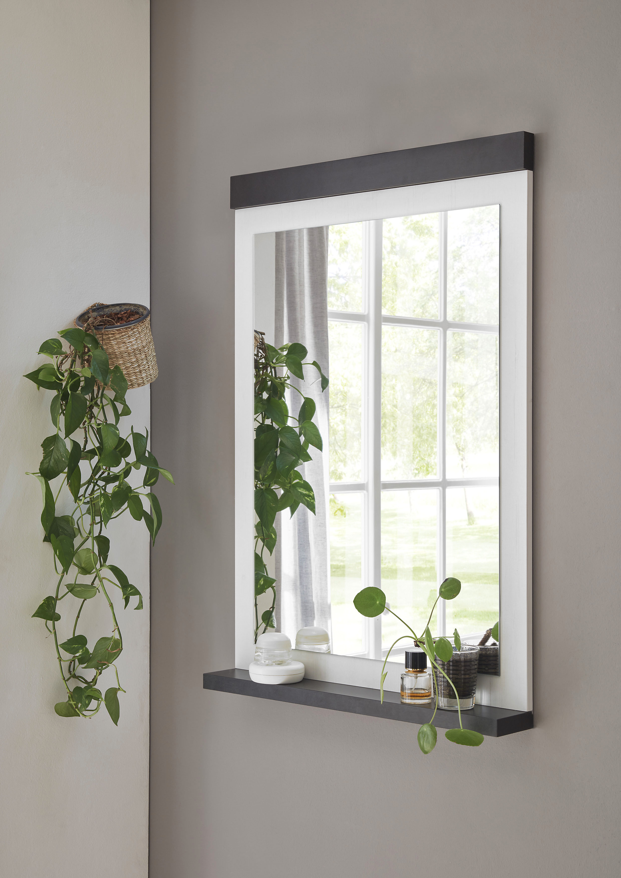 Wandspiegel HOME AFFAIRE "SHERWOOD", weiß (pinie weiß dekor), B:65cm H:95cm T:10cm, FSC-zertifizierter Holzwerkstoff, Spiegel, Wandspiegel, in modernem Holz Dekor, Höhe 95 cm